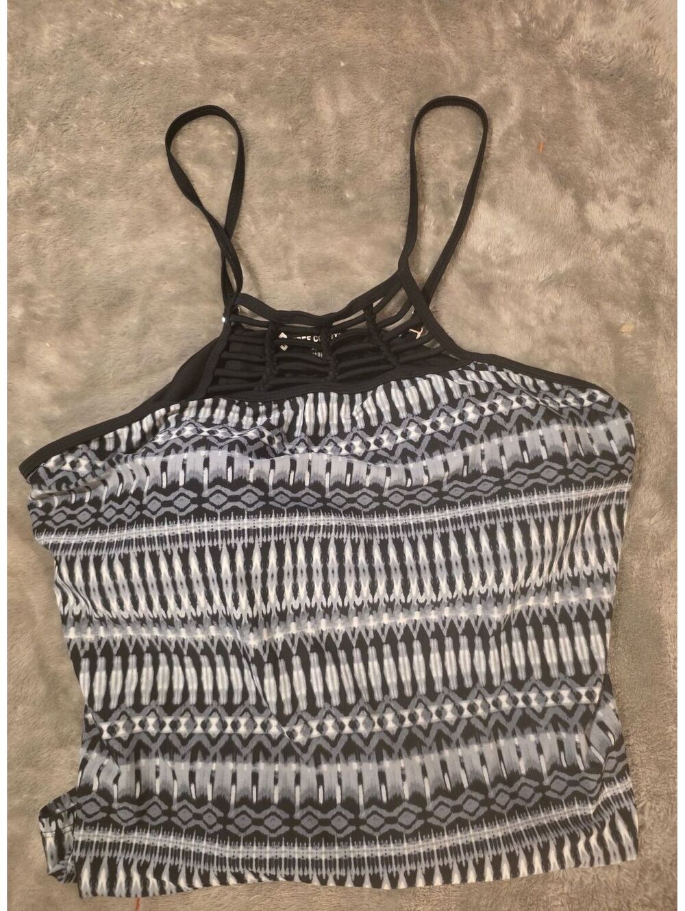 Free Country Black and White Patterned Tankini Top Size xxl 18W